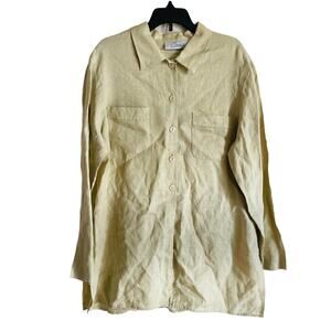 Vintage Cinzia 100% Linen Light Green Tunic Blouse Top Long Sleeve EU 40/US 10